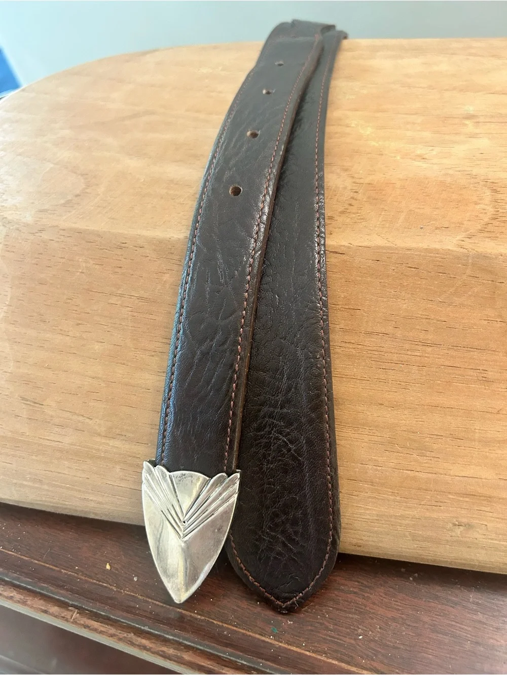 Max Lang Sterling 3 piece Buckle Set on a Taurus Leather Belt